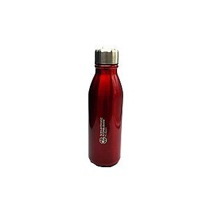 Red water bottle with „Bunker and Hospital in the Rock” logo and inscription
